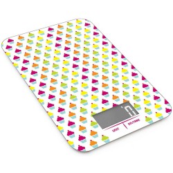 Pebbly keukenweegschaal led Cupcake 15 x 23 cm aluminium wit