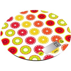 Pebbly keukenweegschaal Citrus 18,5 cm aluminium/glas wit